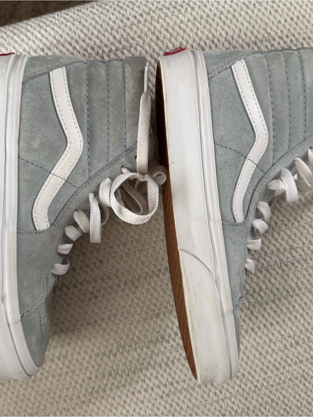 Vans  women’s Light Gray and White Sk8-Hi Suede Sneakers - Picture 5 of 6